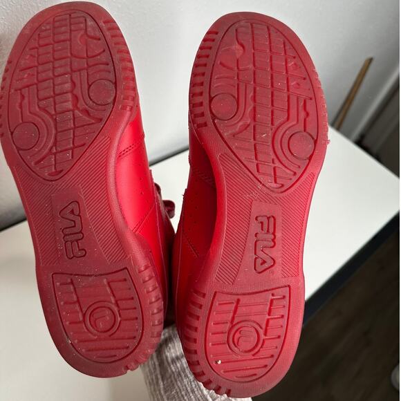 Fila Red Monochromatic F-14 High Top Casual Sneaker Shoe 8 - Picture 12 of 14